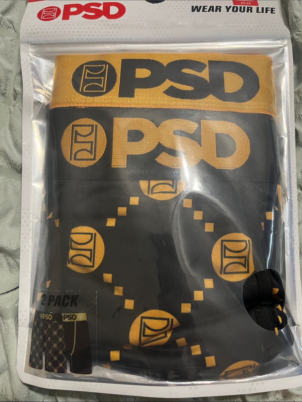 PSD Black Boxer Briefs with Gold Logo Waistband